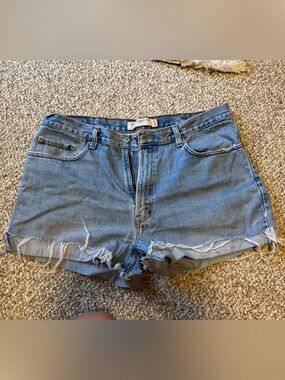 Levi's Light Blue Frayed Hem Denim Shorts